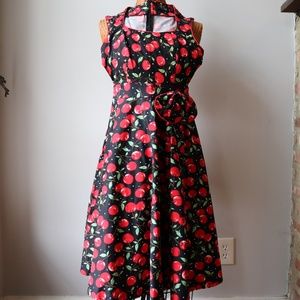 Cherry Print Pin Up Retro Sleeveless Swing Dress